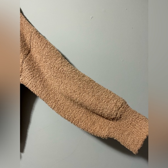 NWT Sanctuary V-neck textured teddy, balloon sleeve pullover sweater XL Camel - Picture 6 of 11